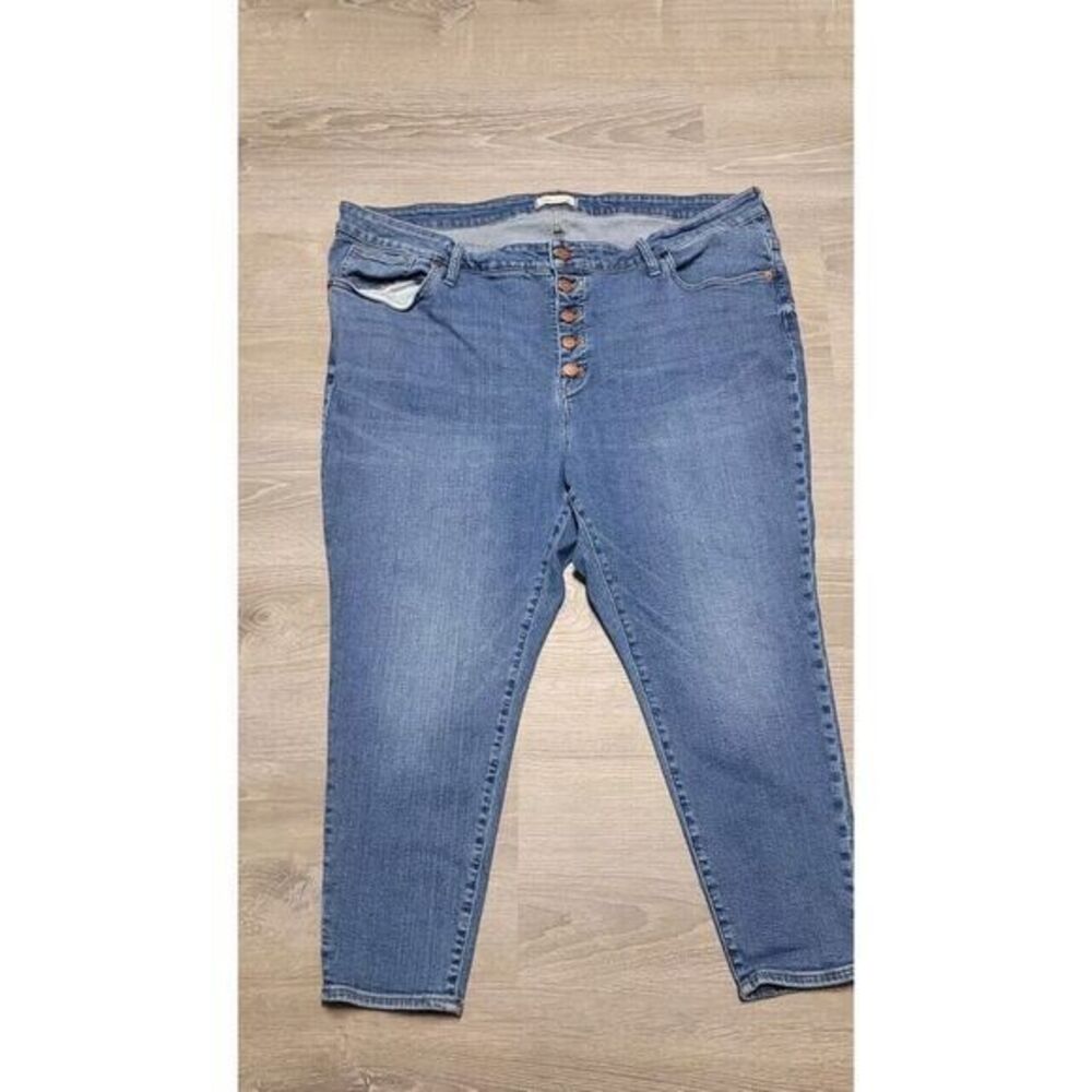 Madewell Women's 9" Mid-Rise Skinny Crop Button Fly Denim Blue Jeans Size 37P